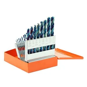 KnKut 21 Piece Steel Blue Jobber Length Drill Bit Set 1/16" - 3/8" by 64ths