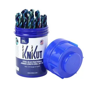 KnKut 29 Piece Drill Buddy Steel Blue Jobber Length Drill Bit Set 1/16" - 1/2" by 64ths