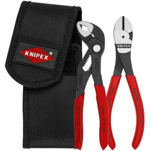 KNIPEX 2 Piece Mini Pliers in Belt Pouch - Cobra and High Leverage Diagonal Cutters