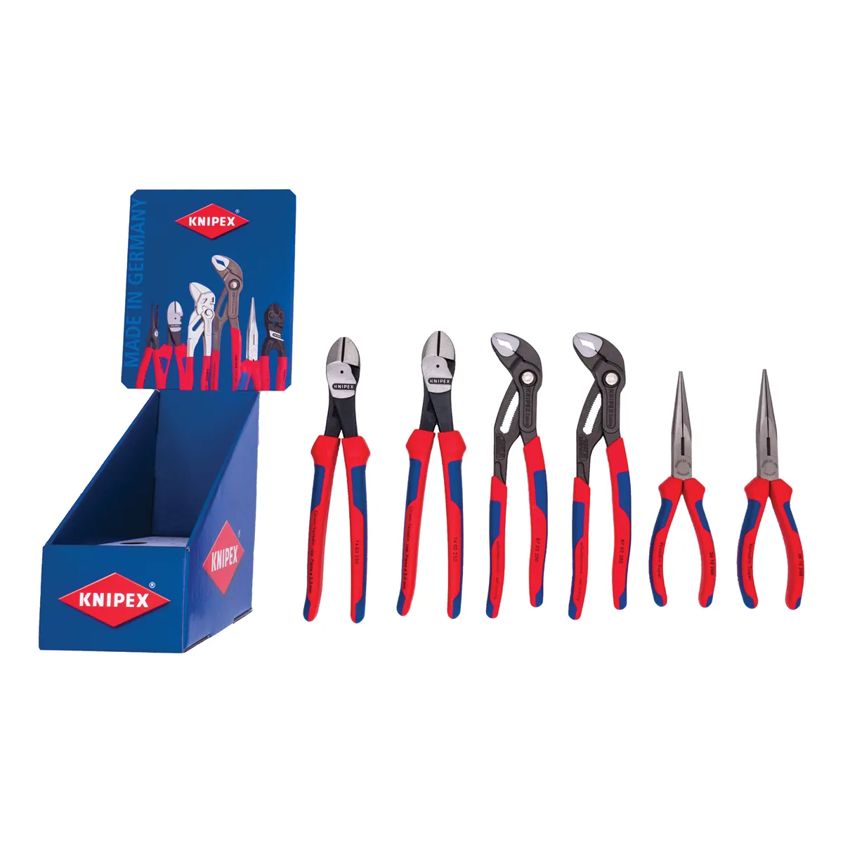 KNIPEX 6PC 2EA 8" Needle/10" Cutter/10" Cobra Comfort Grip Display