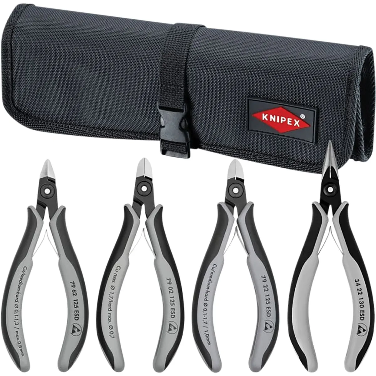 4 Pc Electronics Pliers Set in a Tool Roll