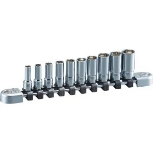 Socket Set 1/4" Drive Metric Semi-Deep 6 pt 10 pc