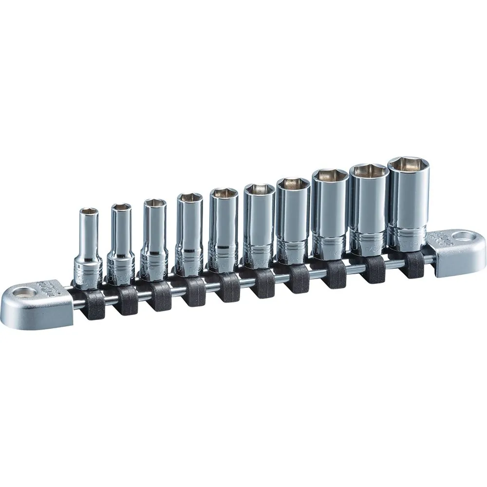 Socket Set 1/4" Drive Metric Semi-Deep 6 pt 10 pc
