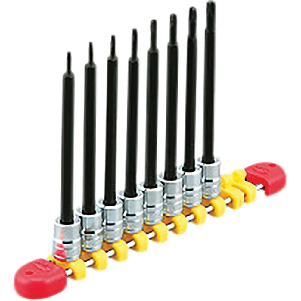 1/4"sq. Long T-Type Torx bit Socket Set for Tamper Resistance Fasteners (8pcs.)