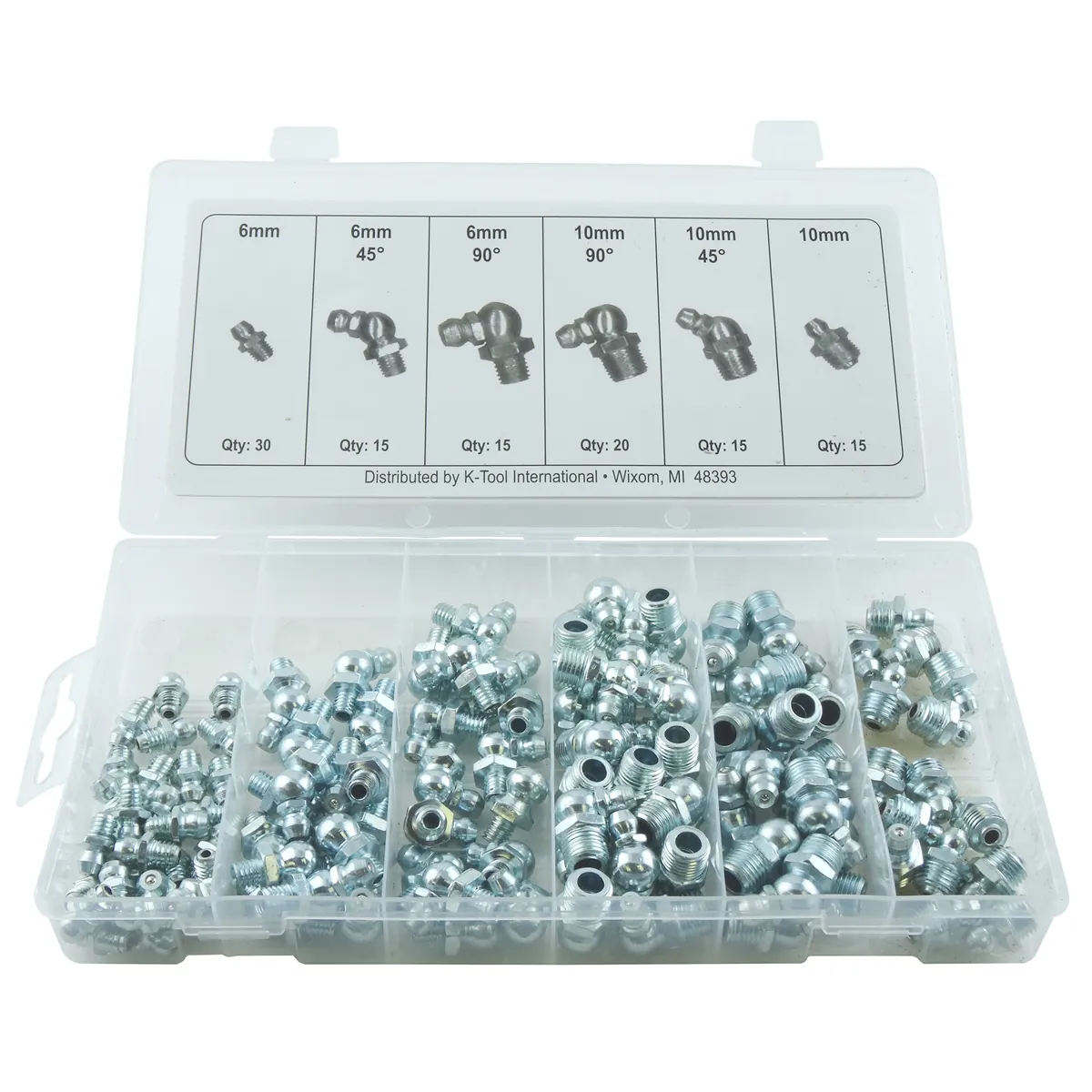 K Tool International 140 Piece Metric Grease Fitting Assortment