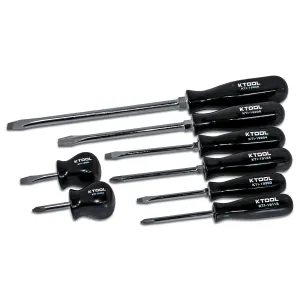 K Tool International 8-Piece Black Phillips and Slotted Screwdriver Set