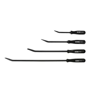 K Tool International Pry Bar Set Bent End 4 Piece w/ Black Square Handle
