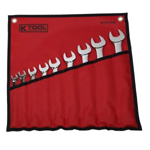 K Tool International Wrench Set Combination 9 Piece Hi Polish with Kit Bag