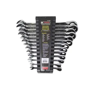 K Tool International Wrench Set 13 Piece SAE Ratcheting Reversible