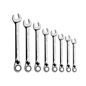 K Tool International Wrench Set 8 Piece SAE 120 Tooth Reversible Combination 5/16-3/4 Inch