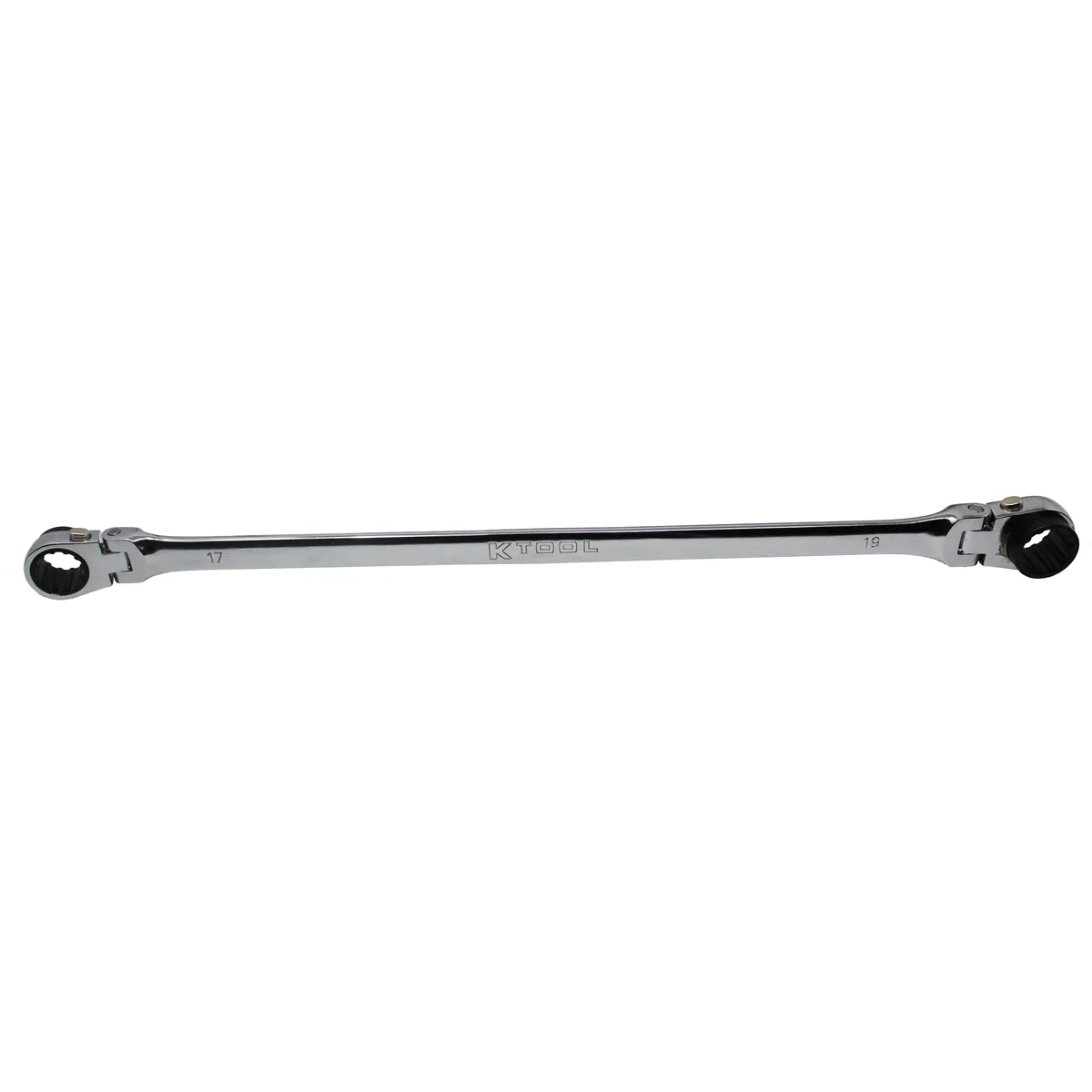 K Tool International Wrench 17mm x 19mm Metric Ratcheting Reversible Double Box Universal Spline 90 Tooth