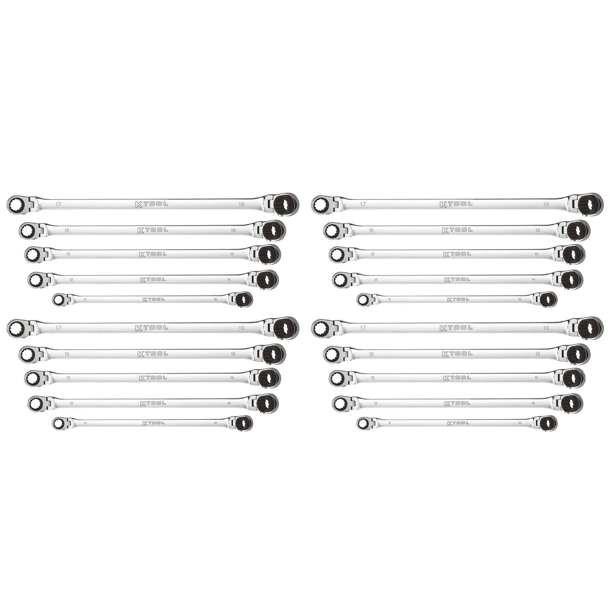K Tool International 4 Sets of 5 Pc. Metric Double Box Univ Spline 90 Tooth