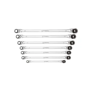K Tool International Wrench Set 7 Piece Metric Ratcheting Reversible Double Box Universal Spline 90 Tooth (KTIXDDBM4 and KTIXDDBM10)