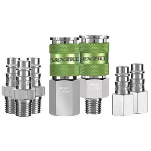 Legacy Manufacturing Flexzilla Pro High Flow Coupler and Plug Kit, 7-Piece, 1/4" Body, 1/4" NPT