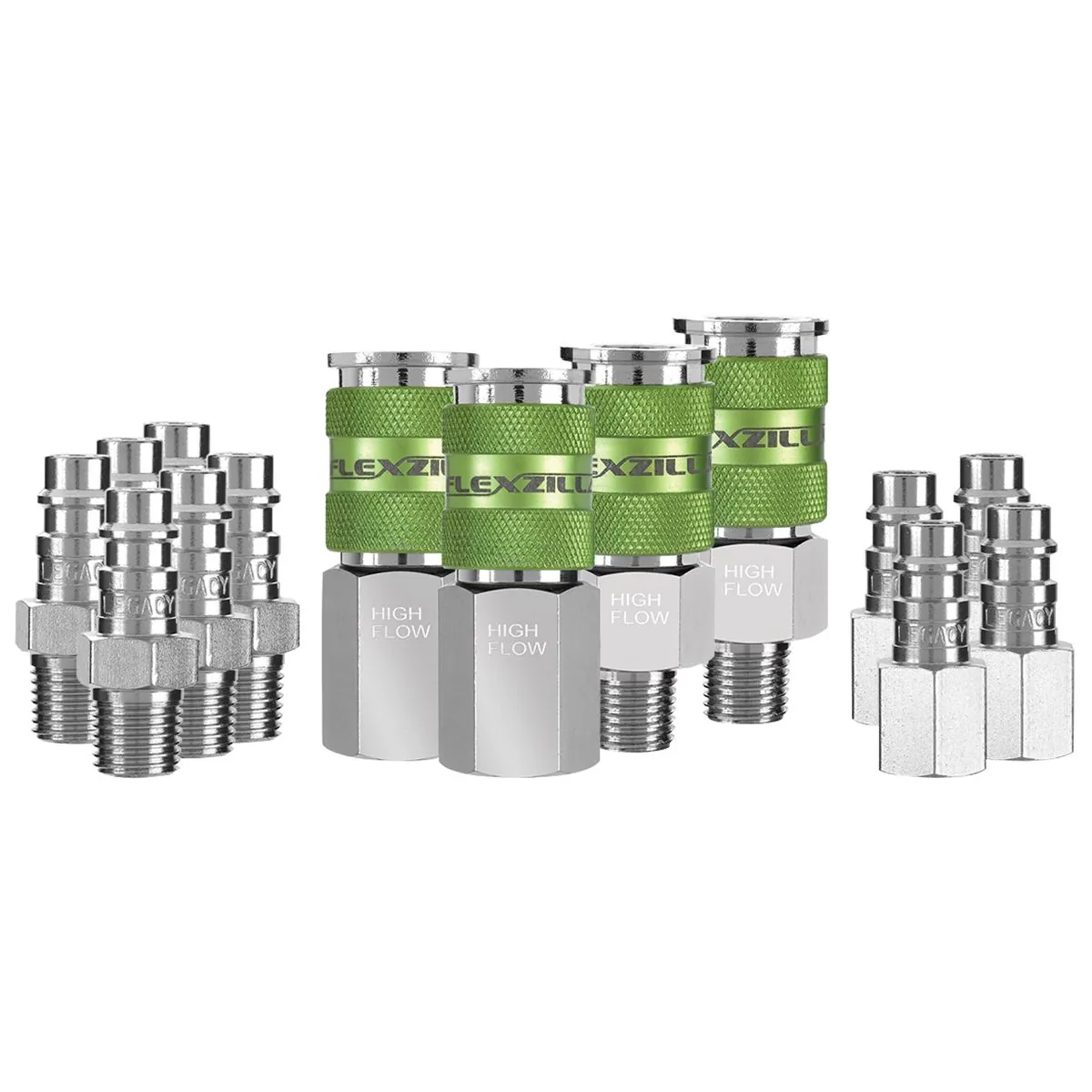 Legacy Manufacturing Flexzilla Pro High Flow Coupler and Plug Kit, 14-Piece, 1/4" Body, 1/4" NPT