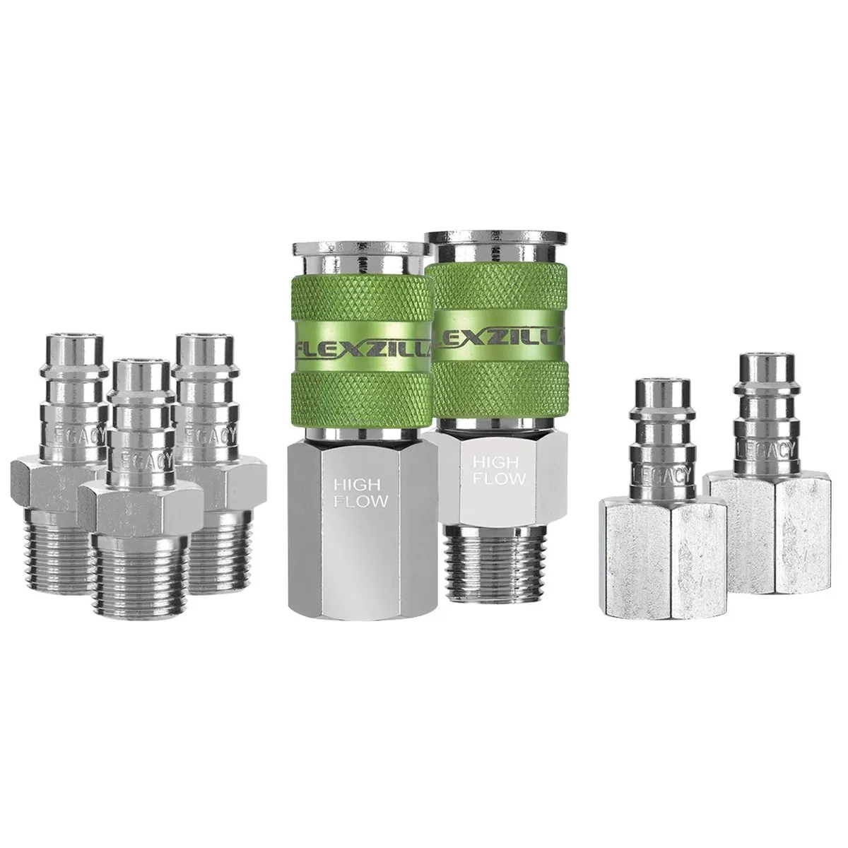 Legacy Manufacturing Flexzilla Pro High Flow Coupler and Plug Kit, 7-Piece, 1/4" Body, 3/8" NPT