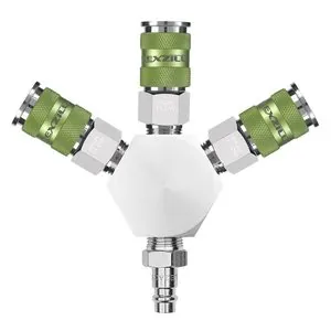Legacy Manufacturing Flexzilla Pro High Flow 3-Way Manifold, 3/8" NPT, includes High Flow Couplers and Plug