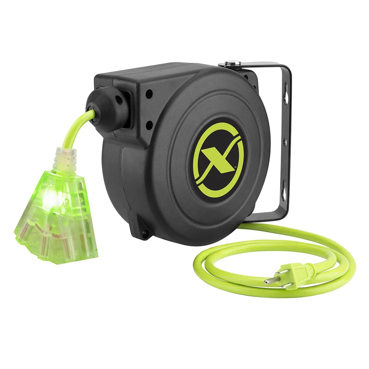 Legacy Manufacturing Flexzilla Retractable Extension Cord Reel, 25', 16/3 AWG SJTOW, Grounded Triple Tap Outlet, Indoor/Dry Locations