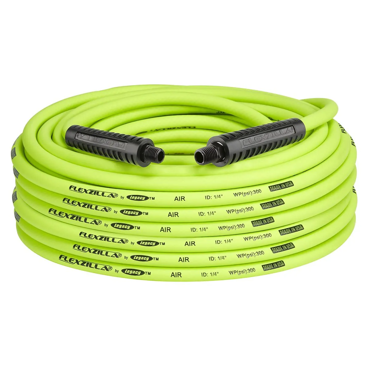 Legacy Manufacturing Flexzilla Air Hose, 1/4" x 100', 1/4" MNPT Fittings