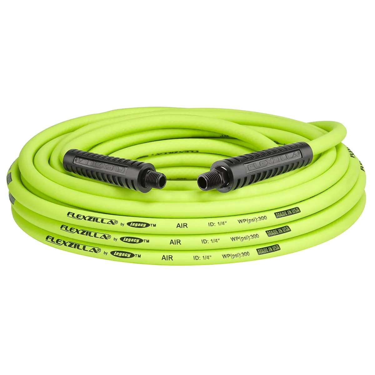 Legacy Manufacturing Flexzilla Air Hose, 1/4" x 50', 1/4" MNPT Fittings