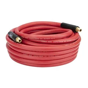 Legacy Manufacturing Workforce Air Hose, 3/8" x 50', 1/4" Fittings, Red, Rubber
