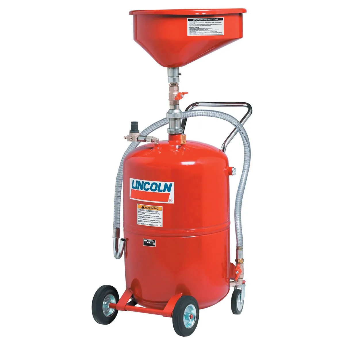 Lincoln Lubrication Pressurized Used Oil Steel Evacuation Drain - 20 Gallon Capacity, Red
