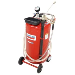 Lincoln Lubrication Pneumatic Air Operated Red Portable Used Fluid Evacuator, 25 Gallon