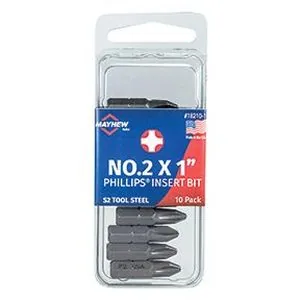 No. 2 x 1" Phillips Insert Bit, 10 Pack