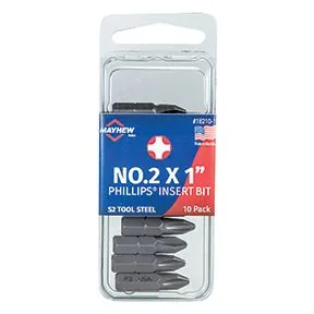 No. 2 x 1" Phillips Insert Bit, 10 Pack
