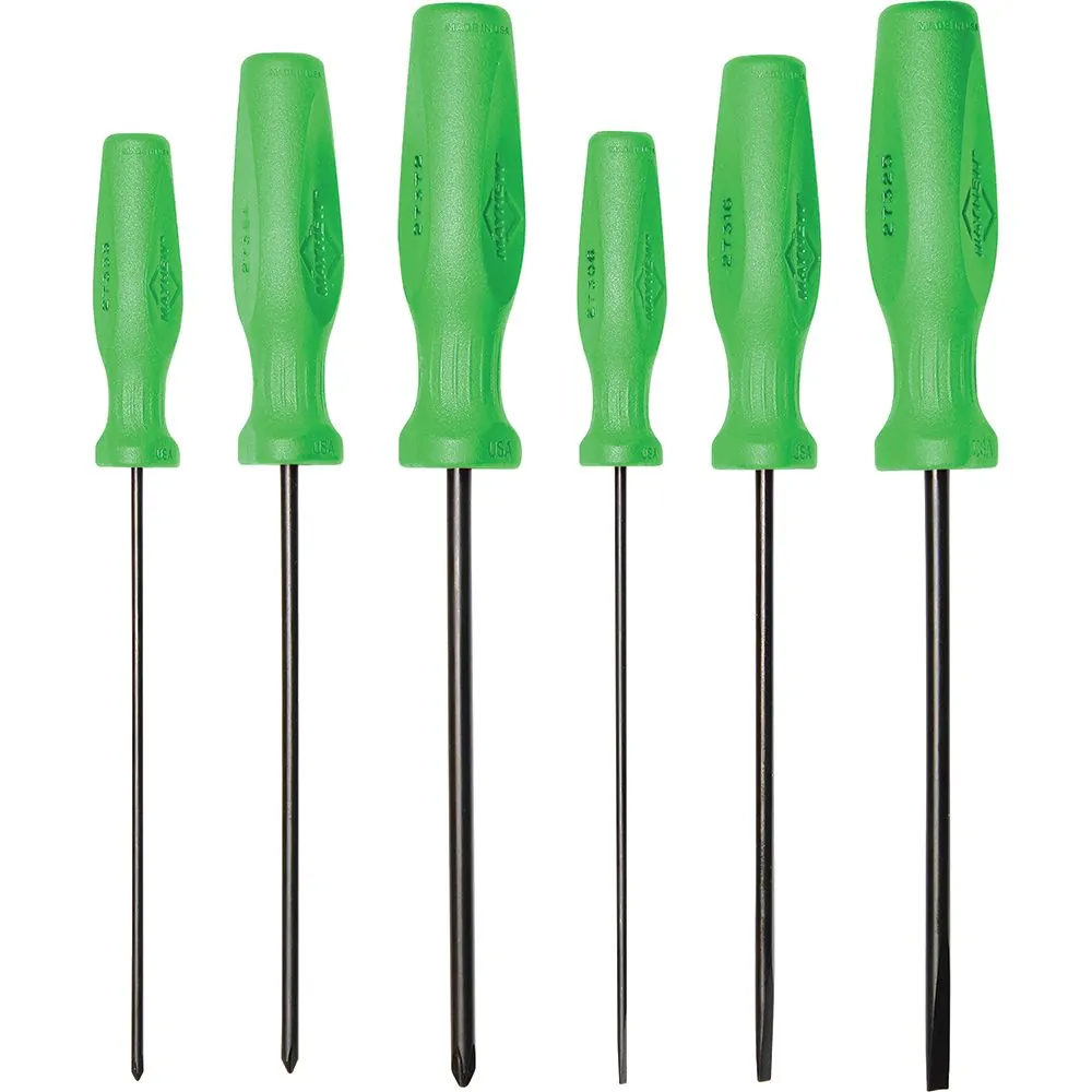 Mayhew Tools Hi-Vis Green 6 PC Long Slotted & Phillips Screwdriver Set