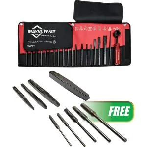 Buy 20 PC SAE Punch & Chisel Set, get 5 PC Screw Extractor Set Carded and 5 PC Pilot Punch Kit Free