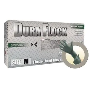 Microflex DURA FLOCK 8 MIL FLOCK-LINED GREEN NITRILE GLOVE SMALL