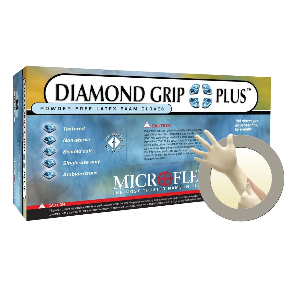 Microflex DIAMOND GRIP PLUS LATEX GLOVES L 100PK