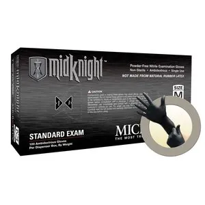 Microflex BLACK PF NITRILE EXAM GLOVES MED 100PK