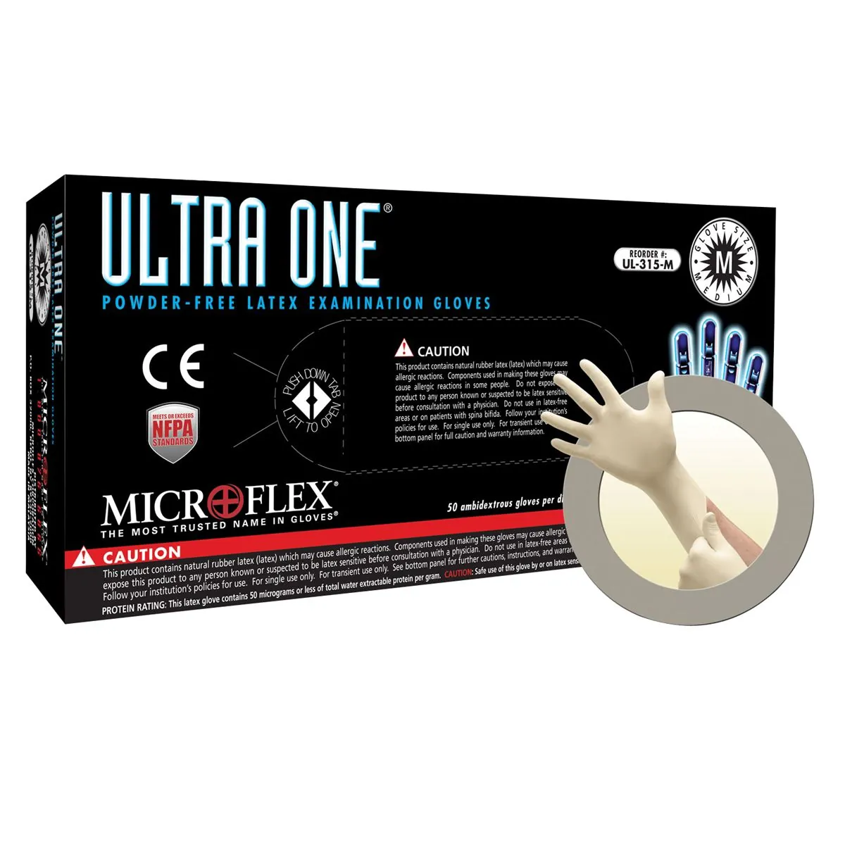 Microflex ULTRA ONE PF LATEX EXT CUFF EXAM GLOVES XL