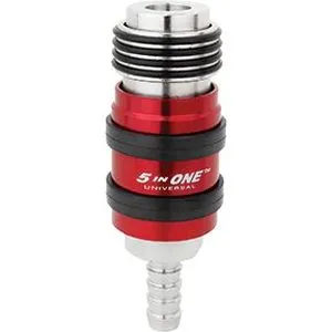 5 In ONE Universal Safety Exhaust Hose Barb Industrial Coupler, 3/8in ID x 1/4in Flow Body