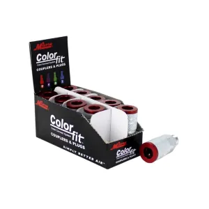 Milton Industries ColorFit Couplers, M-style Red, 1/4" NPT Male,