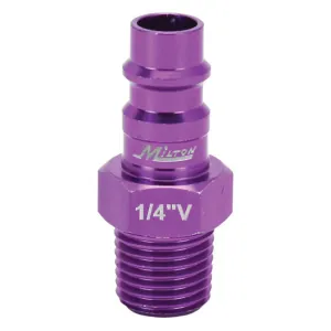 Milton Industries ColorFit HighFlowPRO Plugs, V-style Purple, 1/4" NPT Male - 1 Count