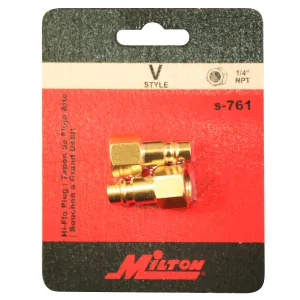 Milton Industries HI-Flo V-Style 1/4" FNPT Brass Plug 2/cd