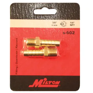Milton Industries 1/4" M. End, 3/8" ID Hose, 2/cd