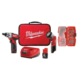 Milwaukee Tool M12 Screwdriver with Free LED Light and 40 Piece Bit Set