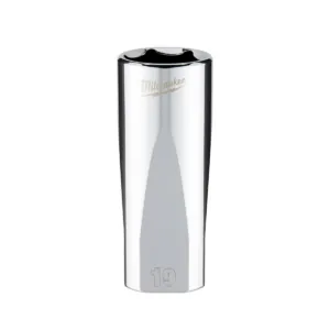 Milwaukee Tool 3/8" Drive 19mm Metric Deep Socket with FOUR FLAT Sides