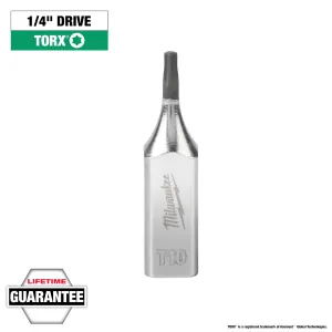 Milwaukee Tool 1/4" Drive T10 TORX Bit Socket