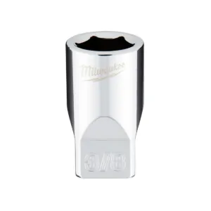 Milwaukee Tool 1/4" Drive 3/8" SAE 6-Point Socket with FOUR FLAT Sides, Vanadium Steel, Chrome