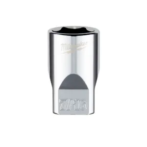 Milwaukee Tool 1/4" Drive 7/16" SAE 6-Point Socket with FOUR FLAT Sides, Vanadium Steel, Chrome