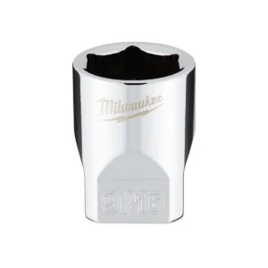 Milwaukee Tool 1/4" Drive 9/16" SAE 6-Point Socket with FOUR FLAT Sides, Vanadium Steel, Chrome