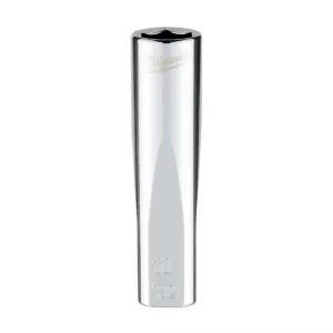 Milwaukee Tool 1/4" Drive 11/32" SAE 6-Point Deep Socket with FOUR FLAT Sides, Vanadium Steel, Chrome