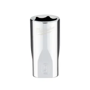 Milwaukee Tool Milwaukee Tool 1/4" Drive 9mm Metric Socket with FOUR FLAT Sides, 6-Point, Vanadium Steel, Chrome