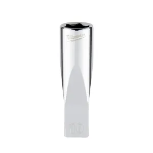 Milwaukee Tool Milwaukee Tool 1/4" Drive 10mm Metric Deep Socket with FOUR FLAT Sides, 6-Point, Vanadium Steel, Chrome