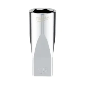 Milwaukee Tool Milwaukee Tool 1/4" Drive 15mm Metric Deep Socket with FOUR FLAT Sides, 6-Point, Vanadium Steel, Chrome